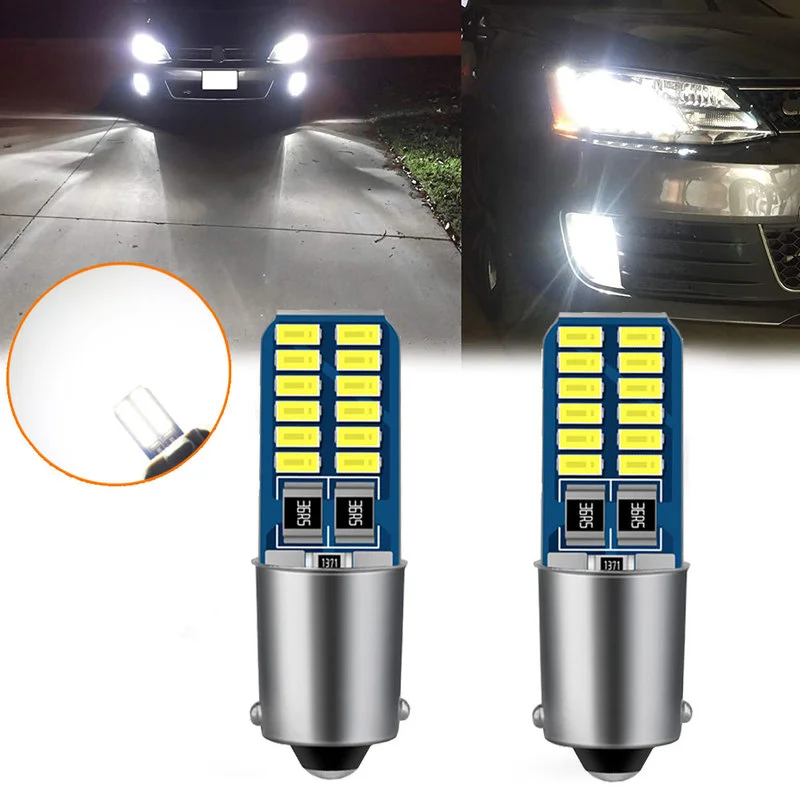 2pc Canbus BA9S LED H6W T4W Car Led Light Bulb Auto Reverse Lamp Parking License Plate Light 12V White Universal Car Accessories