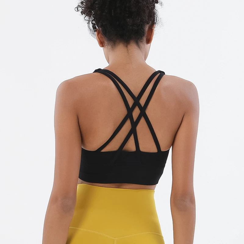 Cross Straps Sports Bra Women Gym Sports Top High Support Fitness Bralette Yoga Vest Push Up Running Underwear With Chest Pad 2