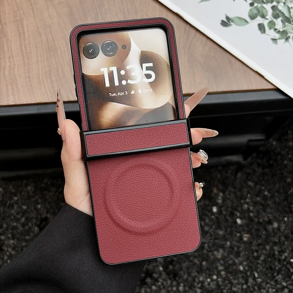Leather Magnetic Slim Hinge Protective Phone Case