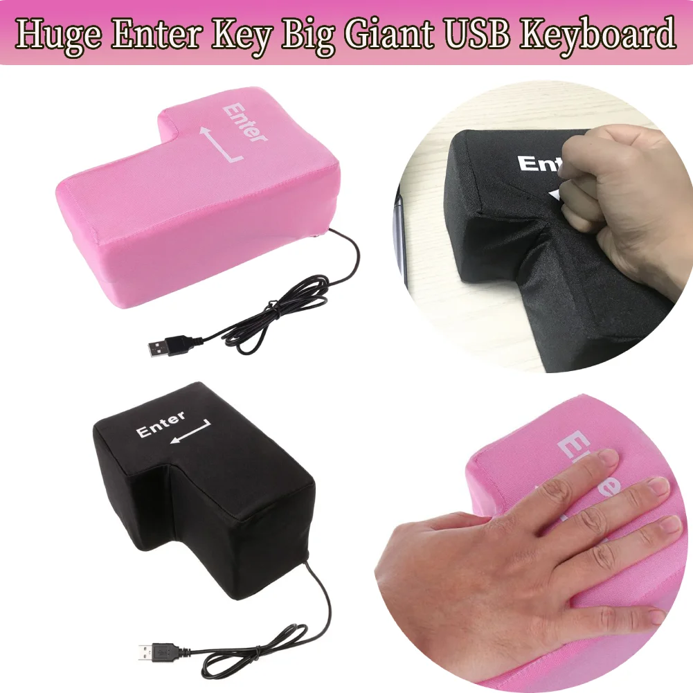 Anti-Stress Computer Huge Enter Key Big Giant USB Keyboard Vent Button Pillow Office Desktop Stress Reliever