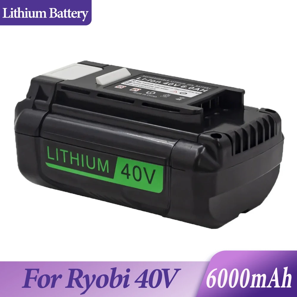

Аккумулятор 6,0 Ач 40 В для Ryobi, сменный перезаряжаемый литий-ионный аккумулятор для Ryobi 40 в, OP4040 OP4050A OP40201 OP4026 RY40502 RY40200