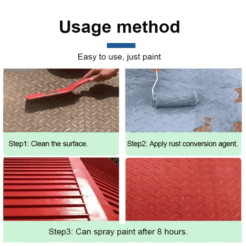Rustfree color steel tile Primer Rust curing agent nonsanding metal antirust paint Rustfree paint