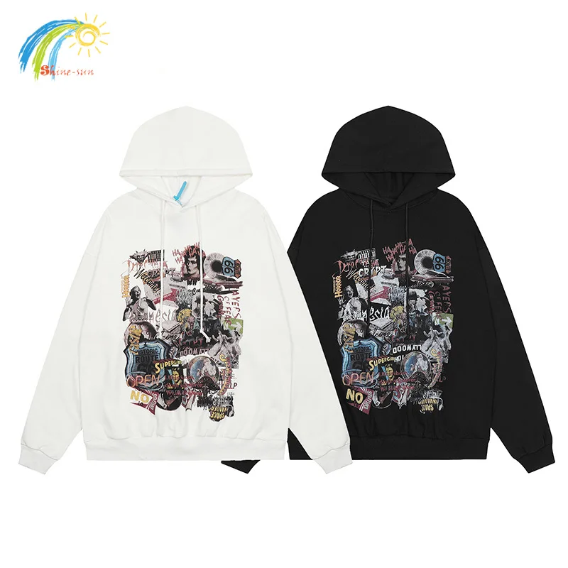 

Full Graphics Print Hip Hop Oversized Black White GRAILZ Hoodie Men Women 100% Cotton Pullovers Casual Fashion Sweatshirts