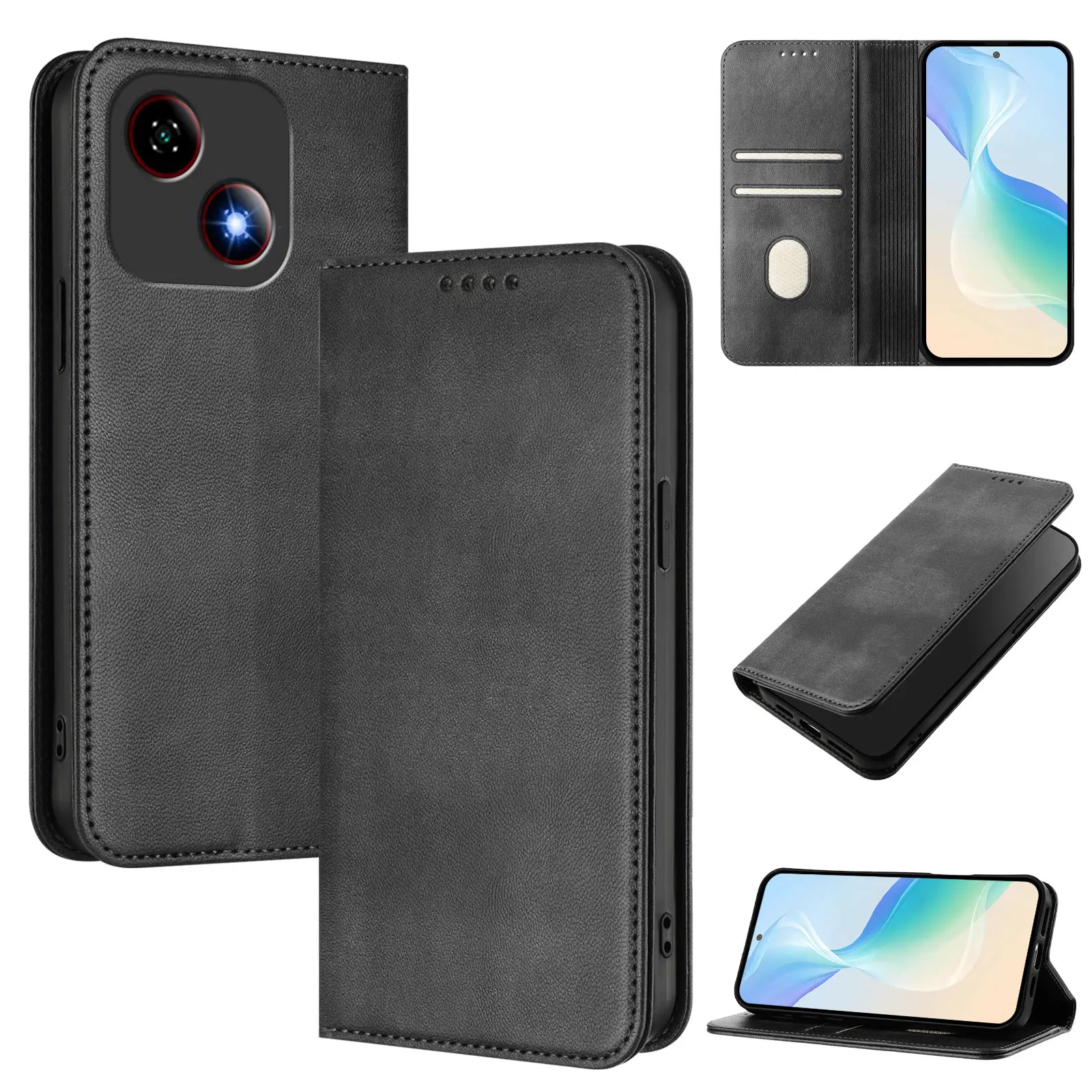 Leather Flip Case with Wallet and Card Slot Holder