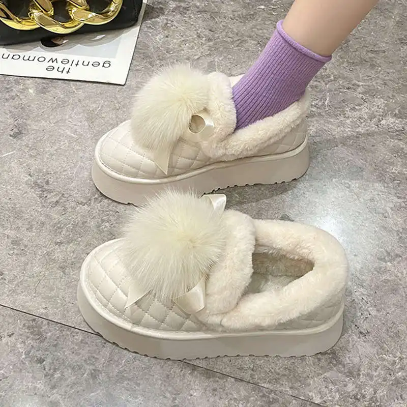 

Ботинки на среднем каблуке, зимняя обувь с круглым носком для женщин, австралийские ботинки, женские однотонные ботинки в стиле «лолита» на плоской резиновой подошве для снега, 2023