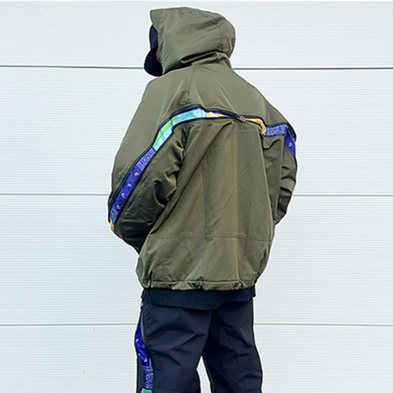 

Retro Zipper Pockets Inside Cotton Padded Hooded Outwear Winter Jacket for Men Thick Windbreaker Oversize Casual Coat Streetwear