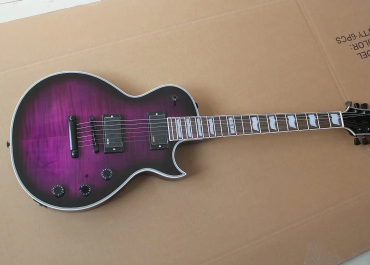 

Electric guitar tiger patterned maple transparent purple body rose wood fingerboard can be customized according to requirements