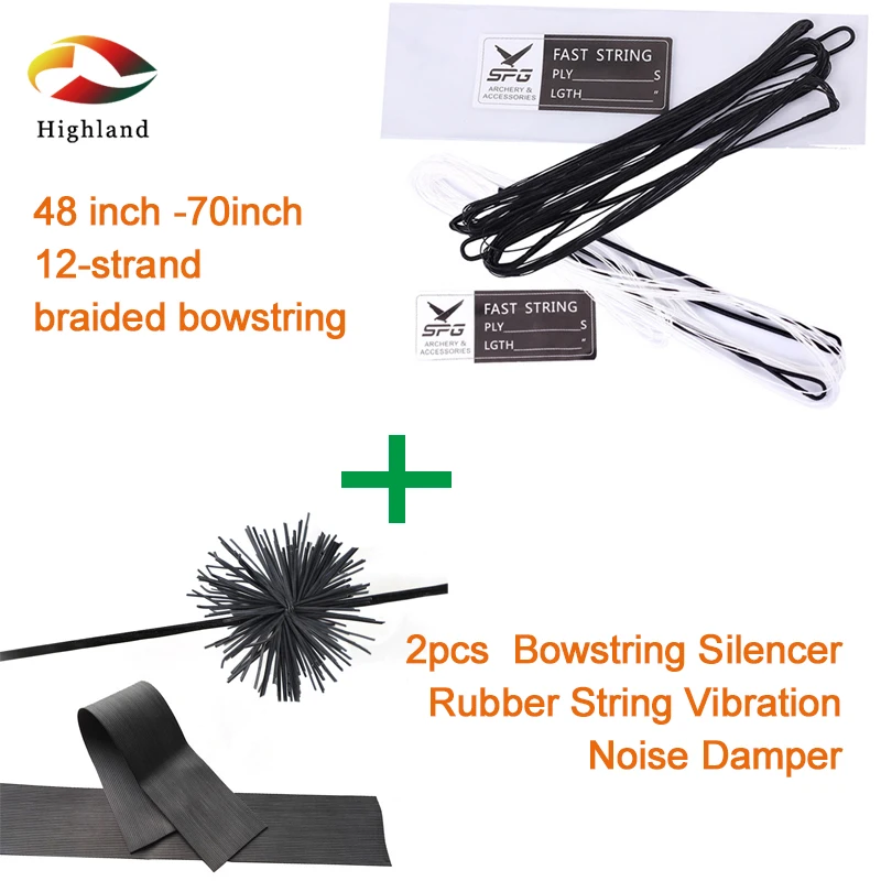 

Black white Bowstring 48 inch -70inch 12-strand braided bowstring Bowstring Silencer Rubber String Vibration Noise Damper