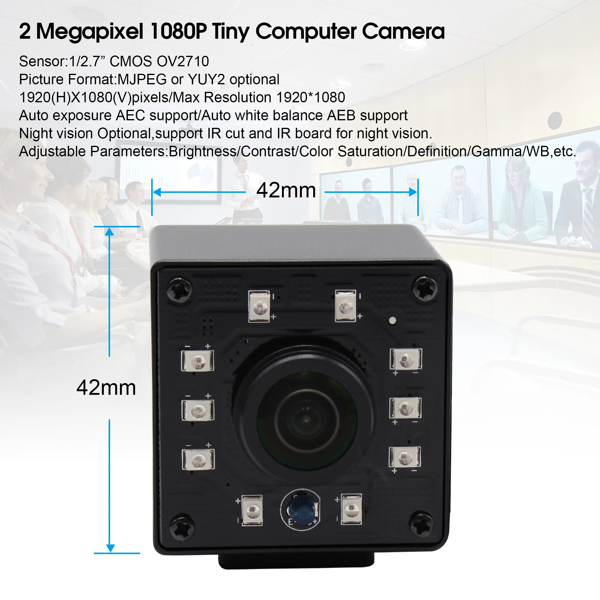 2MP 1080P Infrared Wide Angle USB Camera CMOS OV2710 MJPEG 120fps/60fps/30fps High Frame Rate Night Vision USB Webcam