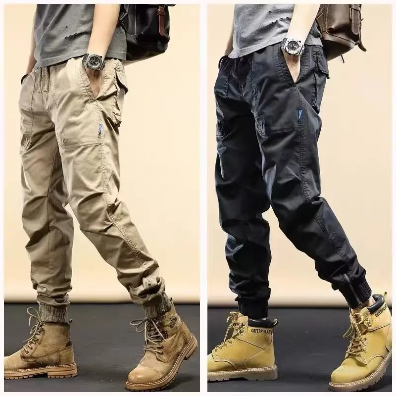 Men Khaki Multifunctional Pockets Work Joggers Pants cotton work pants casual sweatpants men casual pants casual tooling pants