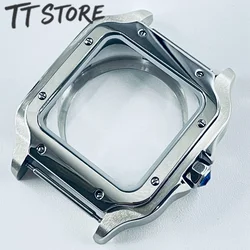 Premium 38mm Square Stainless Steel Watch Case - Santos Style Modification Parts (Silver A2)