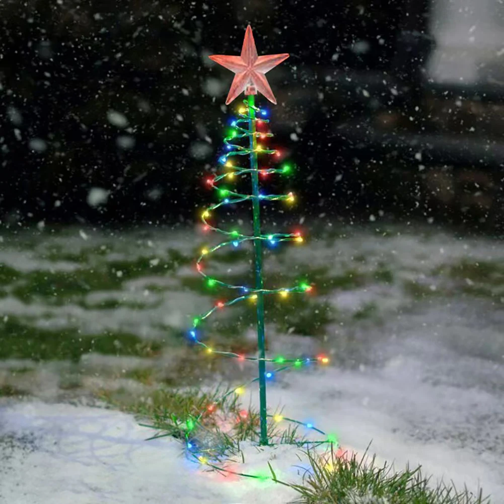 Christmas Tree Courtyard Lights Star Christmas Tree Decorative Light String LED Solar Powered Floor Plug in Light String Outdoor