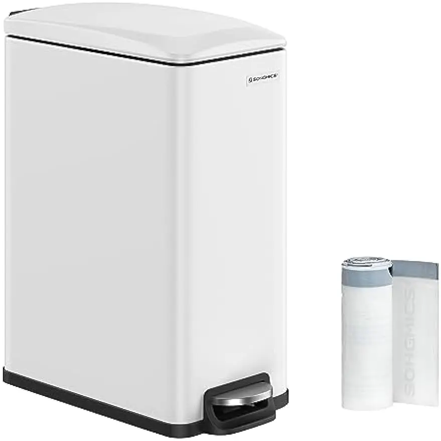

Ultra-thin bin, 12.7 gallon bin, narrow space, soft lid, pedal, stainless steel, includes 15 garbage bags