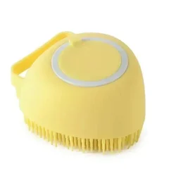 Soft Silicone Pet Grooming and Bath Massage Brush (Yellow)