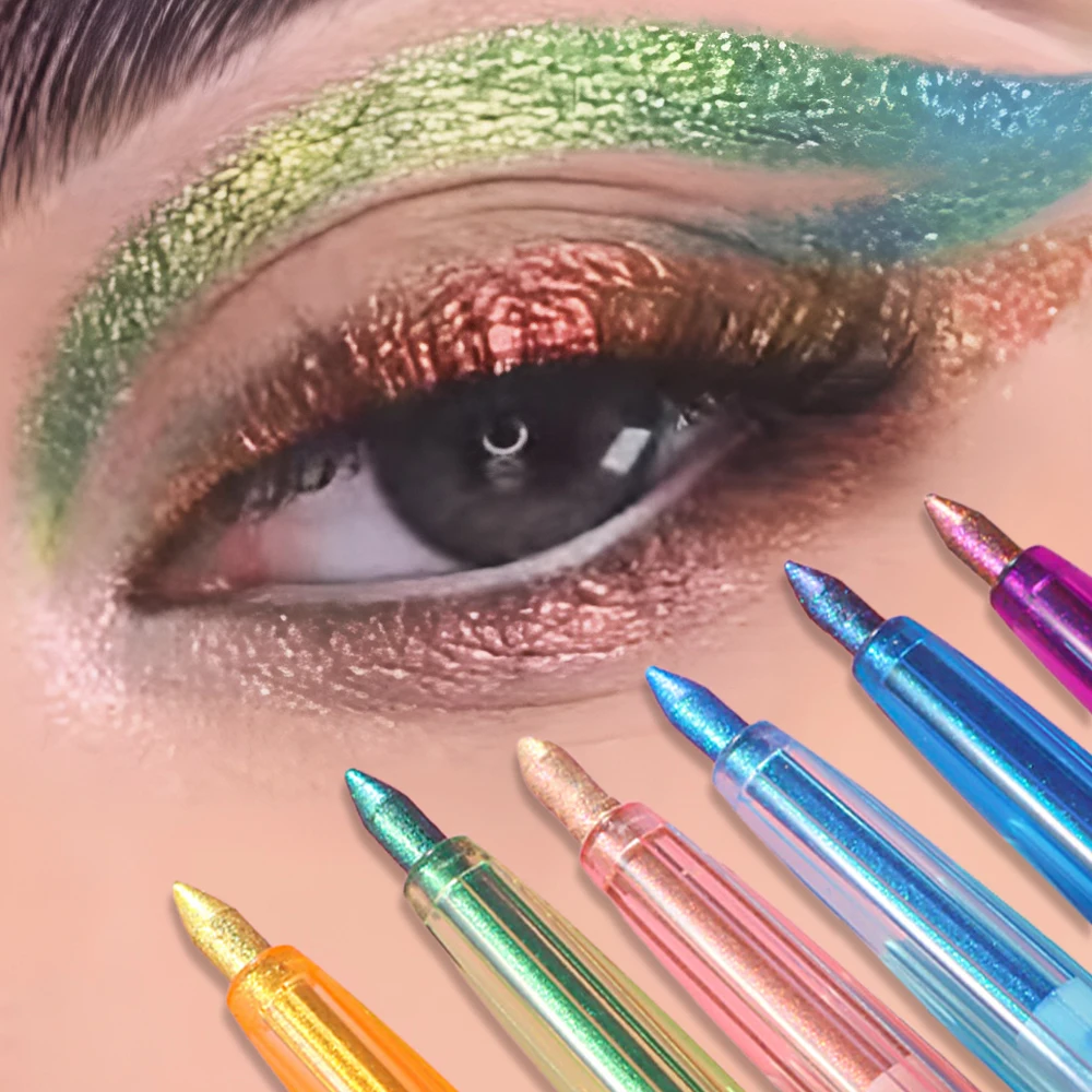 Glanzende kameleon groene eyeliner gel metallic oogschaduw veelkleurige eyeliner parelmoer gepolariseerde glitter oogpigment make-up_voghion.com
