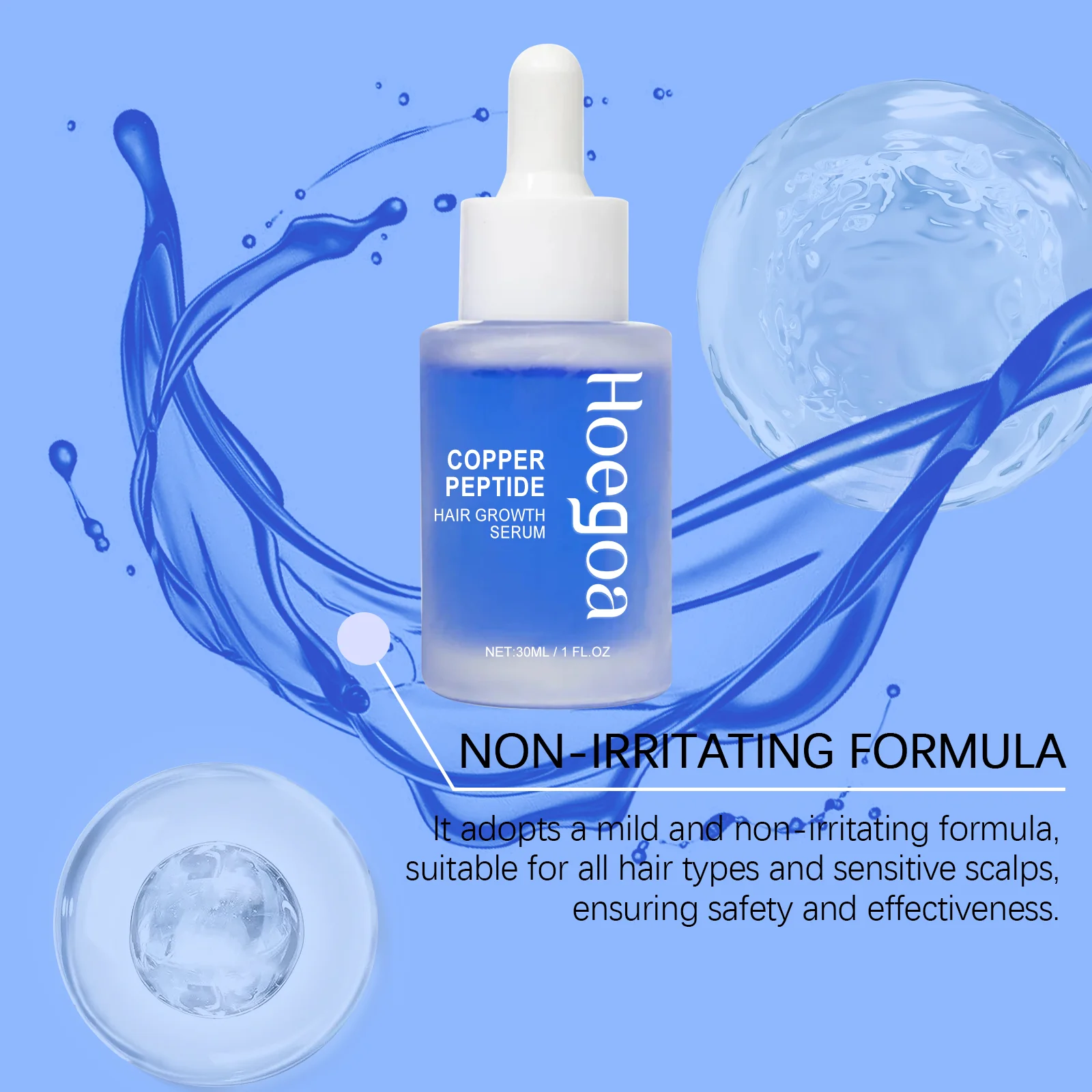 Copper Peptide Hair Serum: Nourishes Scalp, Conditions Hair Roots, Repairs, Adds Volume and Strengthens Hair