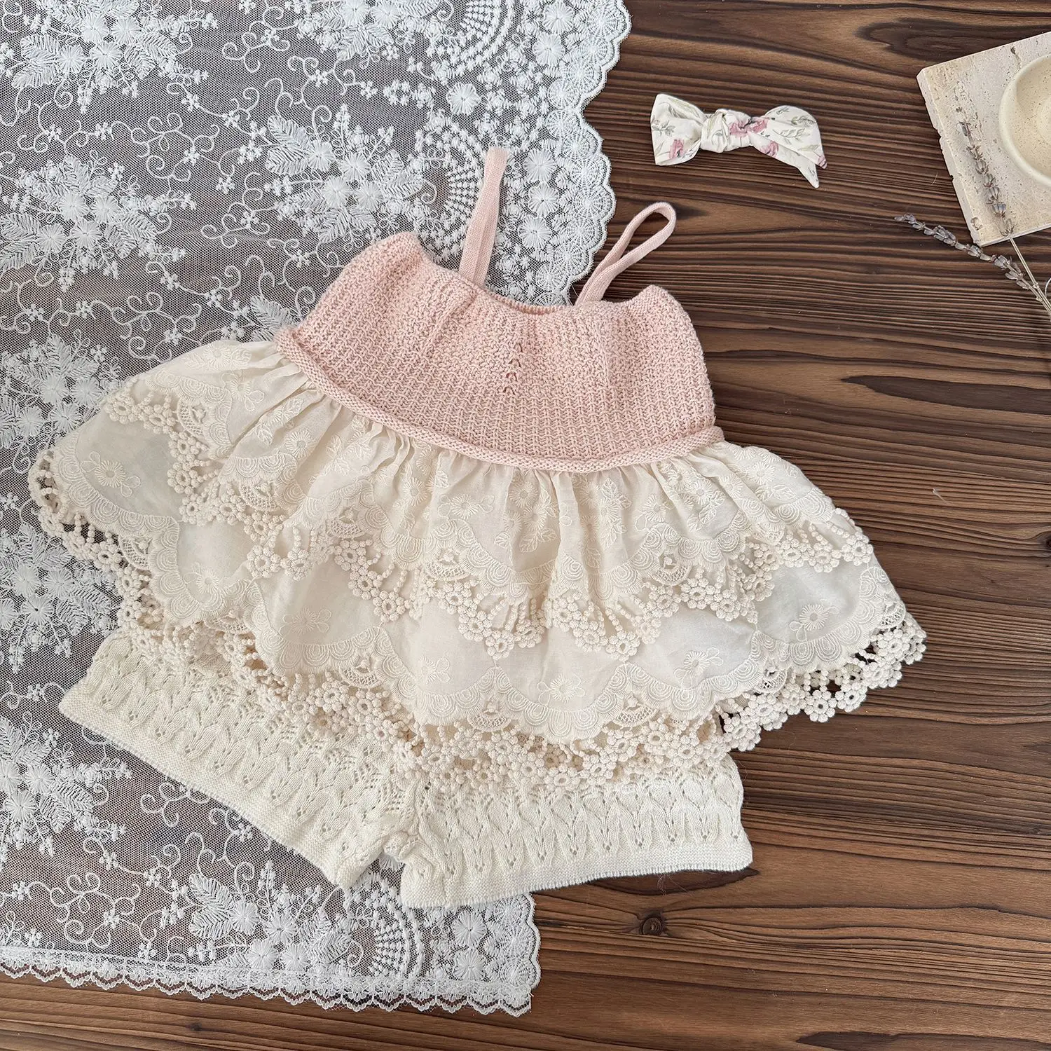 Girls Knit Lace Ruffle Vest Camisole Tops
