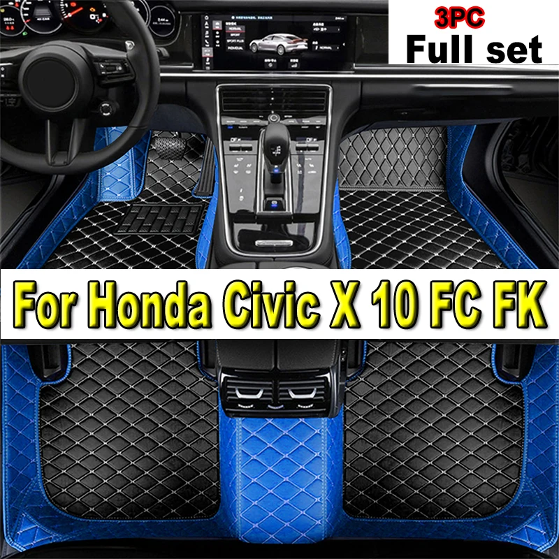 

Car Floor Mats For Honda Civic X 10 FC FK 2016~2021 Rugs Leather Floor Mat Carpets Interior Parts Waterproof Pad Car Accessories