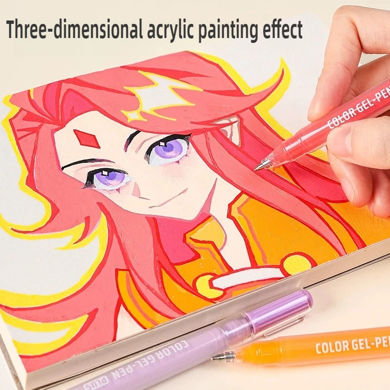 54/6 색상 아크릴 젤 펜 1.0mm 대용량 학생 쓰기 펜 그림 그리기 사무실 학교 용품 편지지