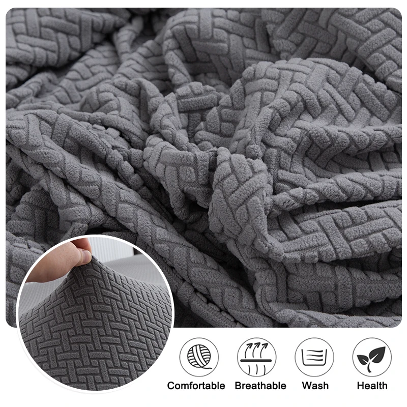Recliner Sofa Cover Lazy Chair Solid Color Cushion Cover Sofa Cover 1/2/3/4 Seat Waterproof Leaf Texture Sofa 4