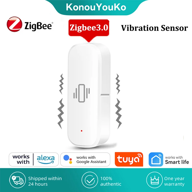

Умный датчик вибрации Tuya Zigbee, умное устройство для обнаружения дверей и окон, с управлением через приложение