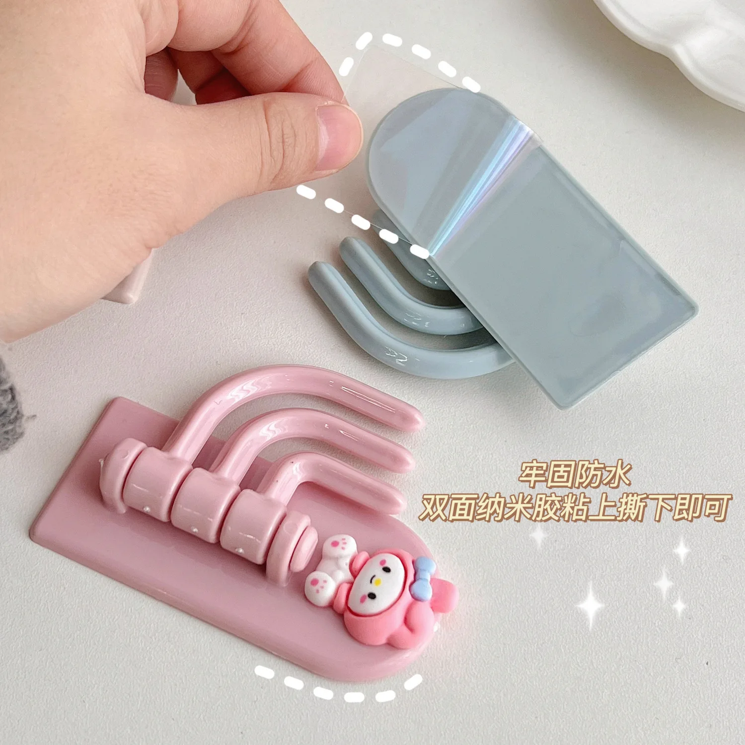 Punch-free Hook Cute Seamless Three-hook Wall Strong Paste Door Load-bearing Sticky Hook Rotating Key Hanger