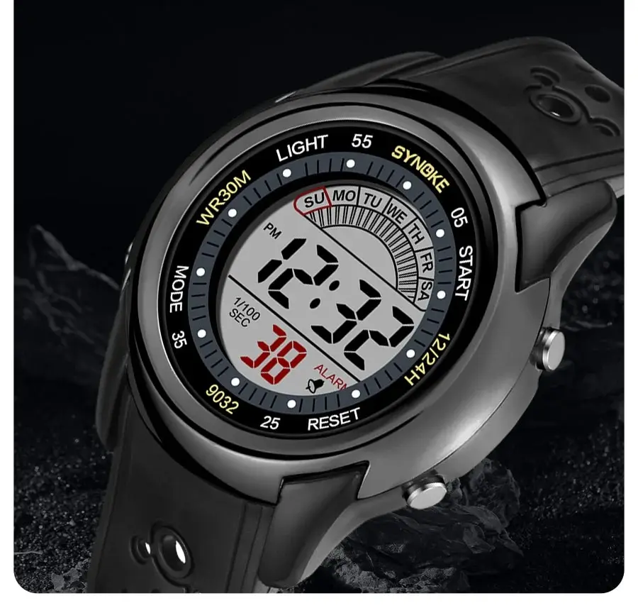 Synoke elektronische uhr für mans sport uhr multifunktions sport wasserdicht leuchtend led digital uhr junge studenten mode – Detail 6