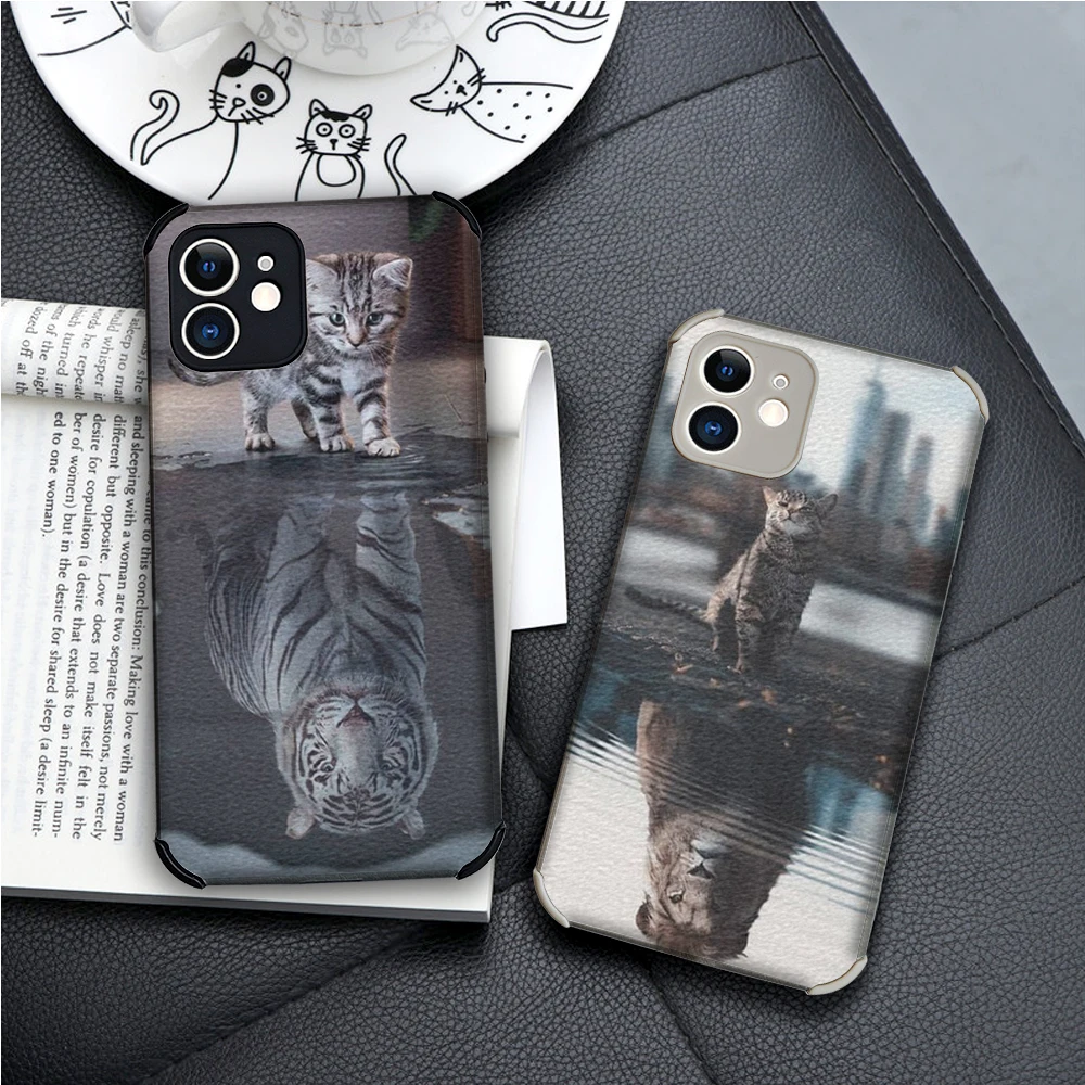 

Wolf Dog Cat Lion Tiger Animal Lambskin case for iphone 13 12 11 Pro MAX MiNi 7 8 plus SE2020 X XS XR Soft back Cover