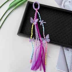 Charming Braided Wig Ponytail Headband with Rubber Hair Bands - Kids' Hair Accessory Ornament (2PCS deep purple)