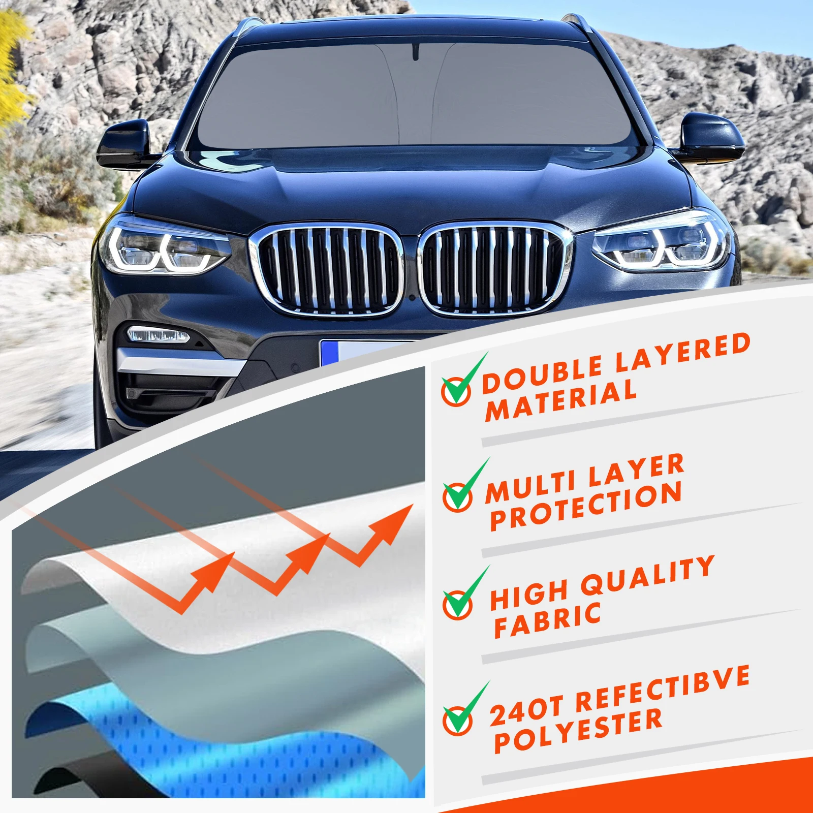 Car front windshield sunshade accessories For BMW X3 2011 2012 2013 2014 2015