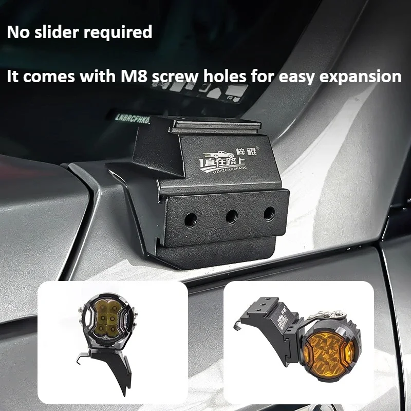 For NEW BJ40E Car A Pillar Led Spotlight Bracket Front Engine Hood Quick Release Dual Guide Rail Expansion Stand Lamp Holder detail image 3