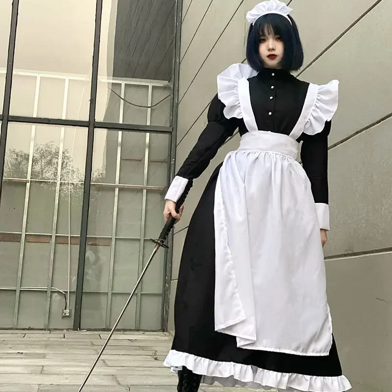 

Women Maid Outfit Long Dress Apron Dress Lolita Dresses Men Clothes Unisex Cafe Costume Cosplay Anime Costumes Jujutsu Kaisen