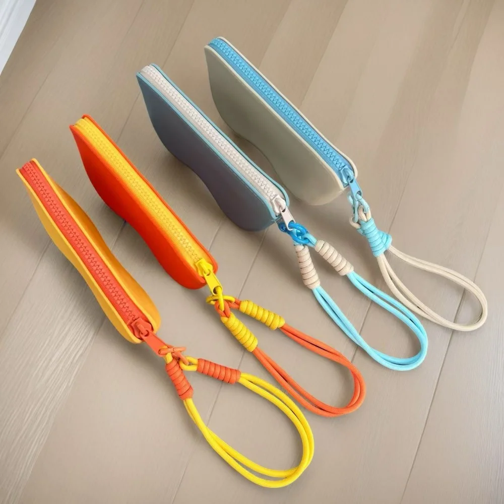 Waterproof Silicone Glasses Case Portable Lanyard Zipper Glasses Bag Multifunctional Lipstick Data Cable Storage Sunglasses Bags