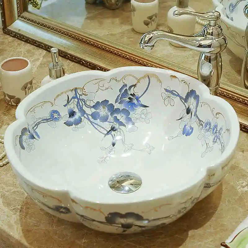 

Jingdezhen ceramic sanitary ware art counter basin wash basin basin colorful lavabo sinks Bathroom sinks hand wash sink