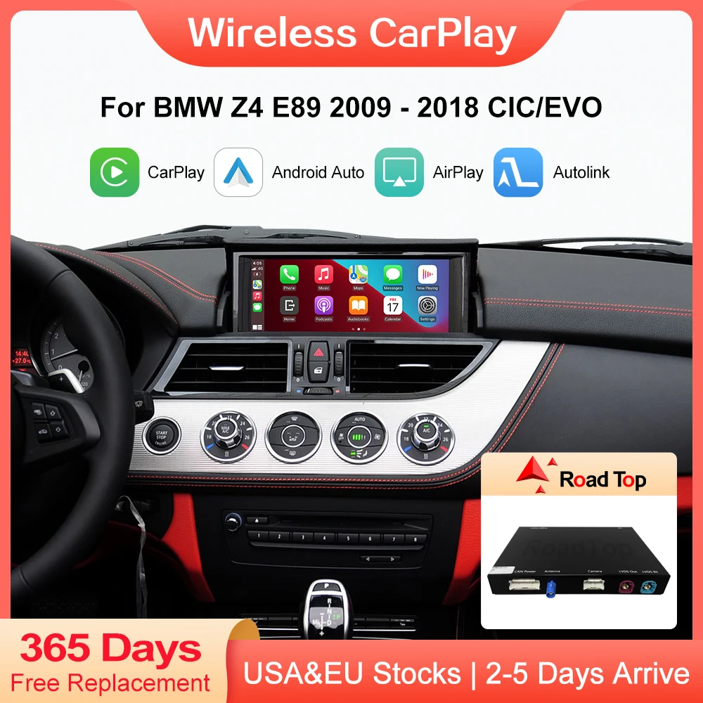 

Wireless CarPlay Android Auto for BMW Z4 E89 2009-2018, with Mirror Link AirPlay Rear Camera USB YouTube Car Play Function