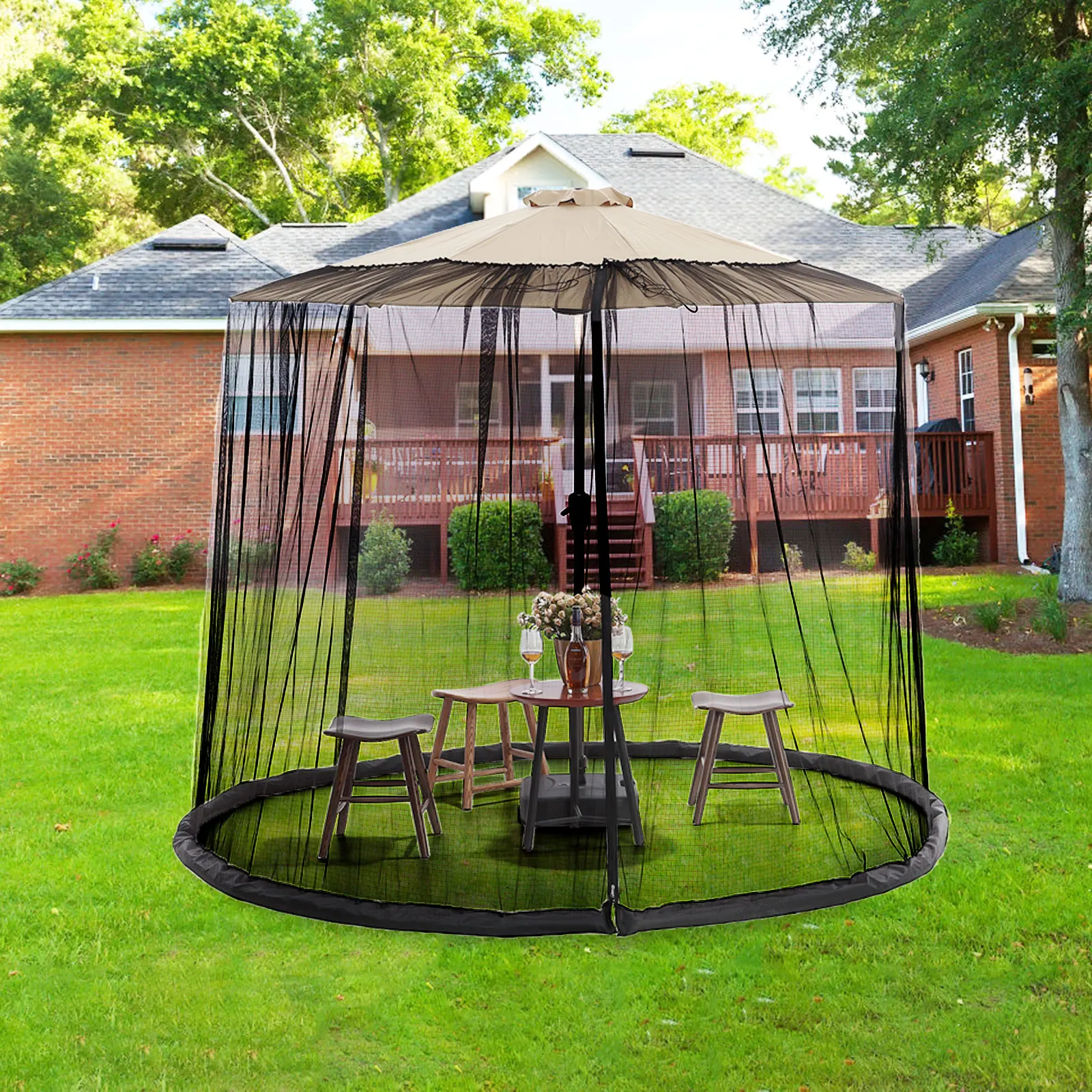 

Umbrella Mosquito Netting for Outdoor Garden Patio Umbrellas Adjustable Rope Polyester Sunshade Mosquito Net for Travel Tent