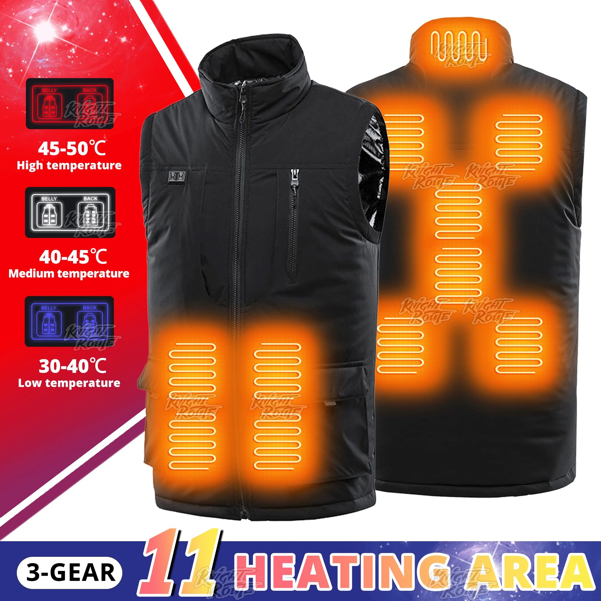 11Areas Self Heated jacket Heating Vest Men Women USB Heated Vest Warm Clothing Motorcycle Camping Washable Winter