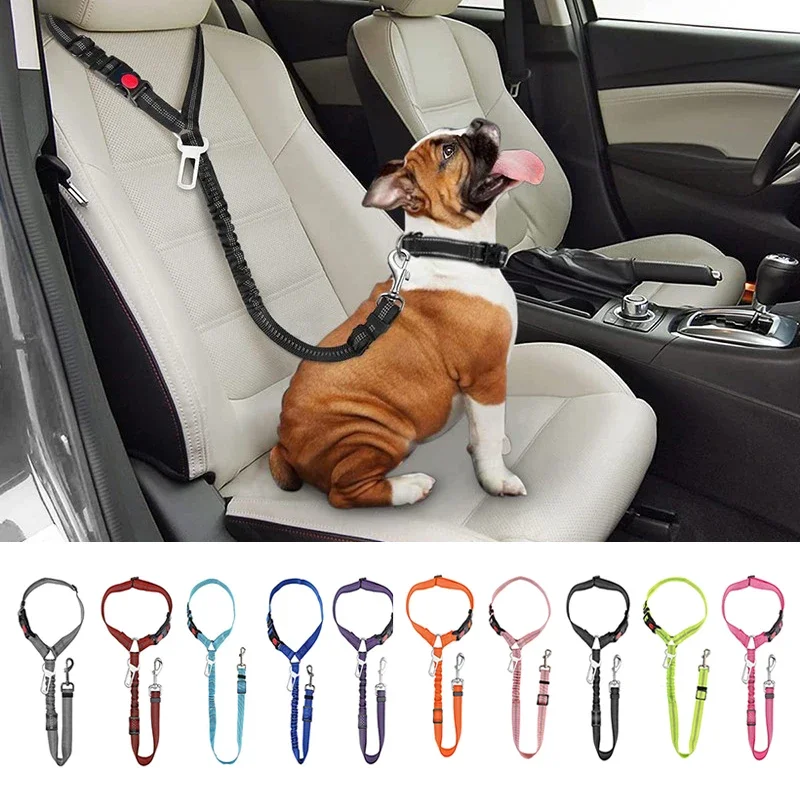 Pet Harness Leash Solid Anti-shock Two-in-one Dog Car Seat Belt Clip Backseat Safety Belt Kitten Collar