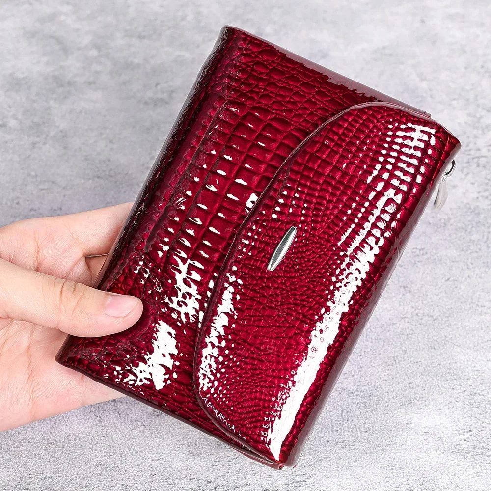 Red Leather Women Wallet Credit Card Holder Evening Clutch