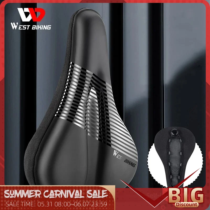 

WEST BIKING Bicycle Saddle Cushion Self Locking Fixation MTB Saddle Cover Shock Absorption Silicon Road Bike Seat Cushion Cover