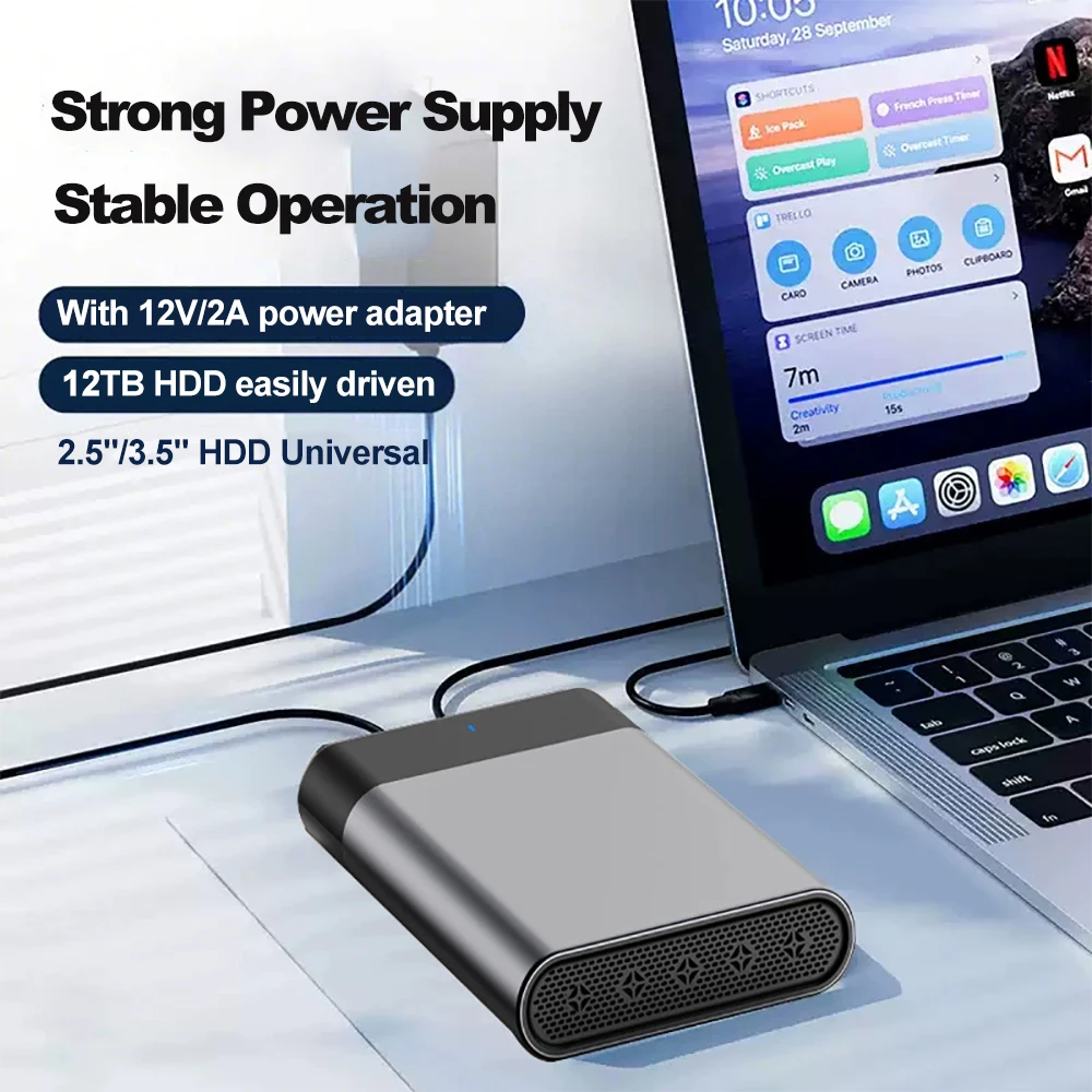USB 3.1 HDD 외장 케이스 3.5인치 SATA SSD 외장 하드 드라이브 케이스 내장 팬 5Gbps 전송 속도 알루미늄 합금 하드 디스크 박스