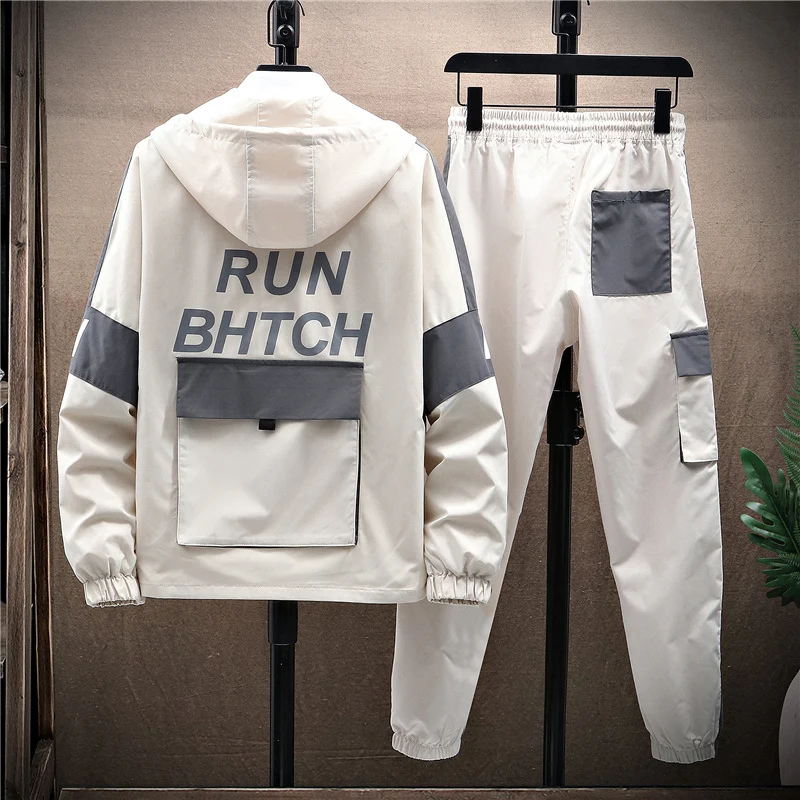 

(Jacket+ Trousers) 7XL 8X Spring Autumn Fashion Men's Casual Sports Suit Slim Fit Pilot Coat Men Sets Clothing Sweethearts