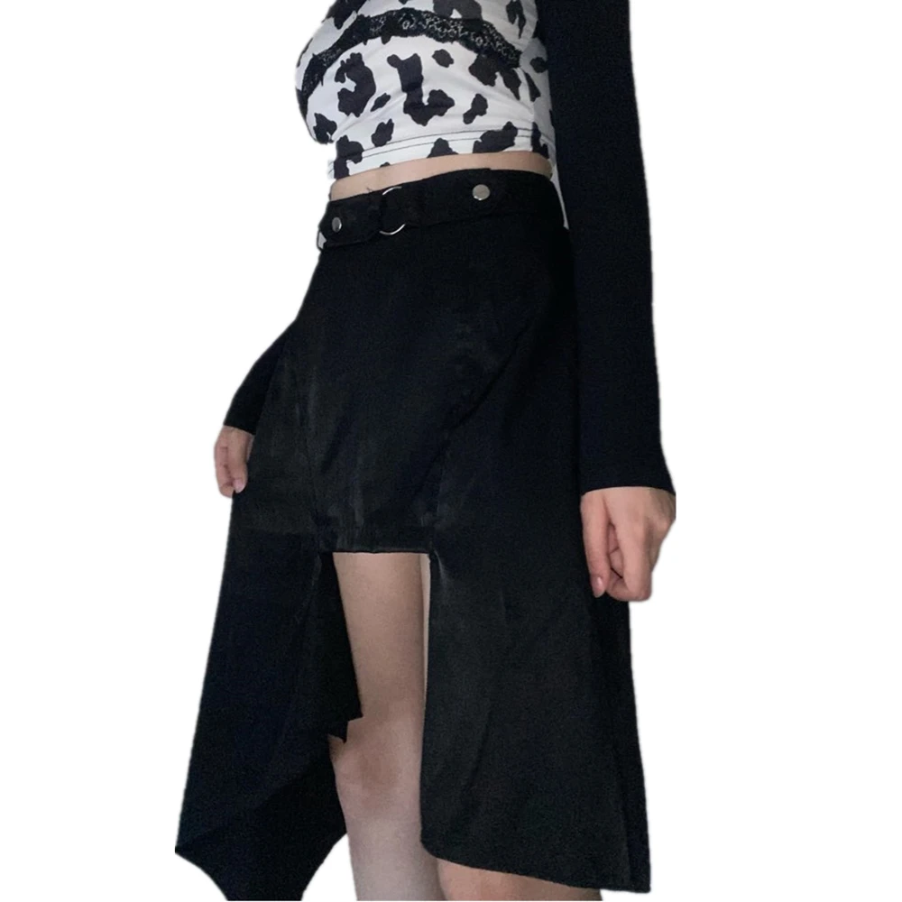 Irregular Plaid Skirt Harajuku Cute  Punk Black Gothic Sexy Goth Vintage Plaid Y2k Skirt Korean Fashion Clothing