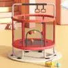 22564-468feb.jpg Kids Trampoline, High Bounce Cloth Adjustable Baby Toddler Trampoline, Widen U-shaped Base 440lbs Mini Trampoline With Swing