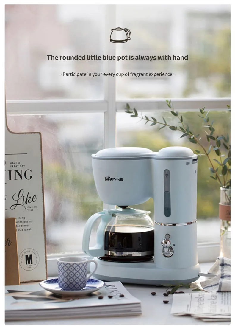 Mini cafeteira americana, gotejamento automático pequeno doméstico,