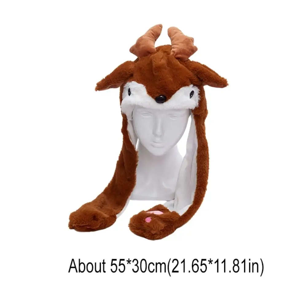 Cartoon Christmas Party Hats Thickened Jumping Up Ears Santa Reindeer Party Headdress Keep Warm Ear Moving Hat Halloween