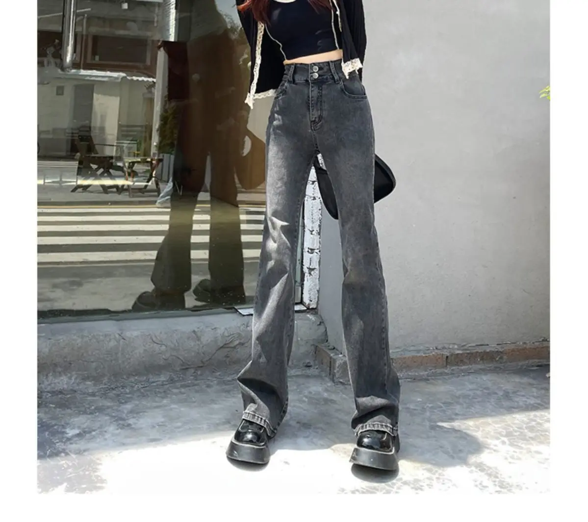 Grey Denim Jeans Pants for Women 2022 