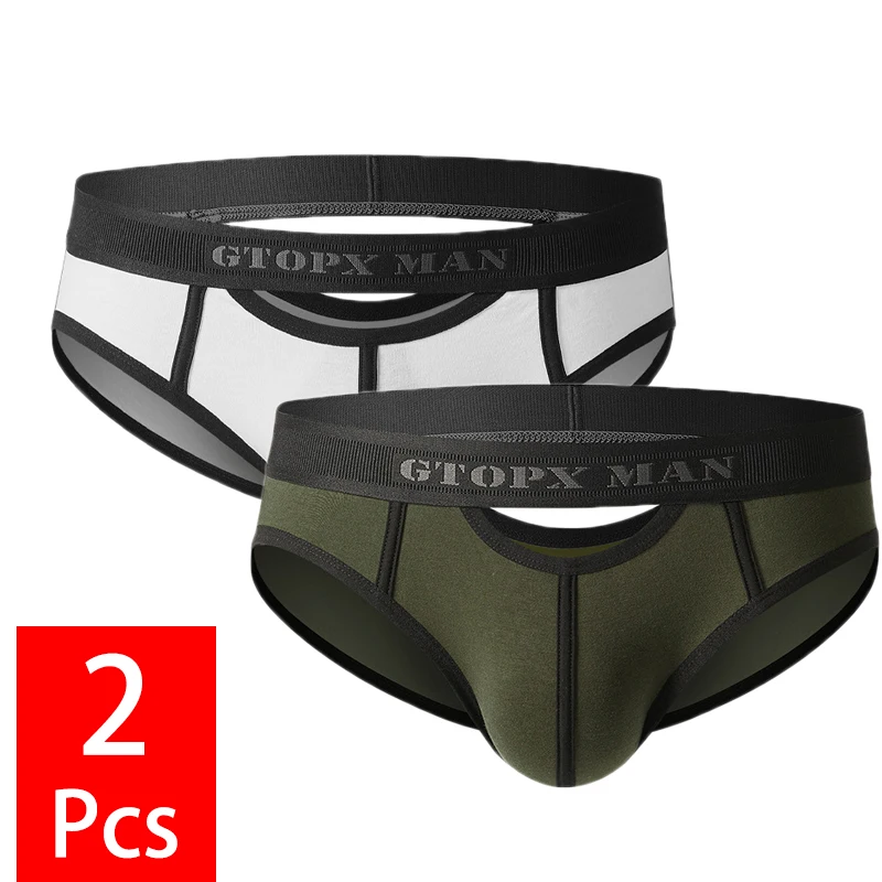 2PCS/lot Cotton Men Underwear Low Waist Sexy Mens Briefs U Bulge Pouch Breathable Panties Slip Cueca Hollow Out Male Underpants shdiatool 2pcs adapter for m14 male thread to 1 2 inch male thread fit for cnc machine