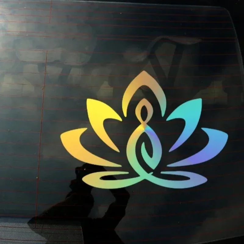 Lotus Buddha Decoration Sticker Self-Adhesive Glass Decorative Films Rainbow Laser Window Sticker for Home Decor