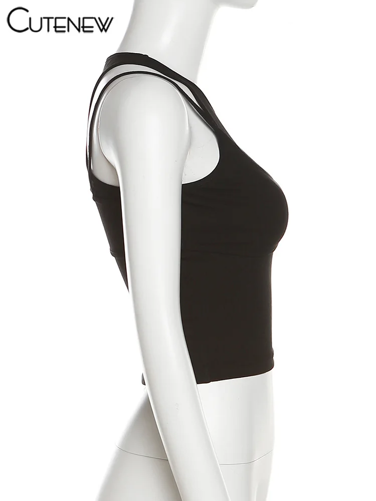 Y2K Suspender Sexy Patchwork Tank Top Women Summer Camisole Sleeveless Slim Vest Casual Solid Lady Streetwear New